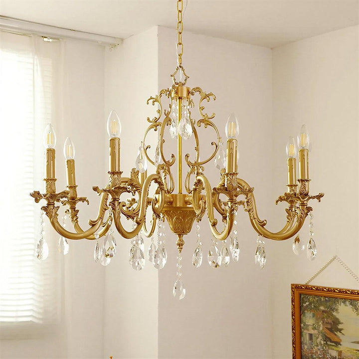 Crystal Chandelier With Traditional Style And Decorative Hanging Crystal Drops