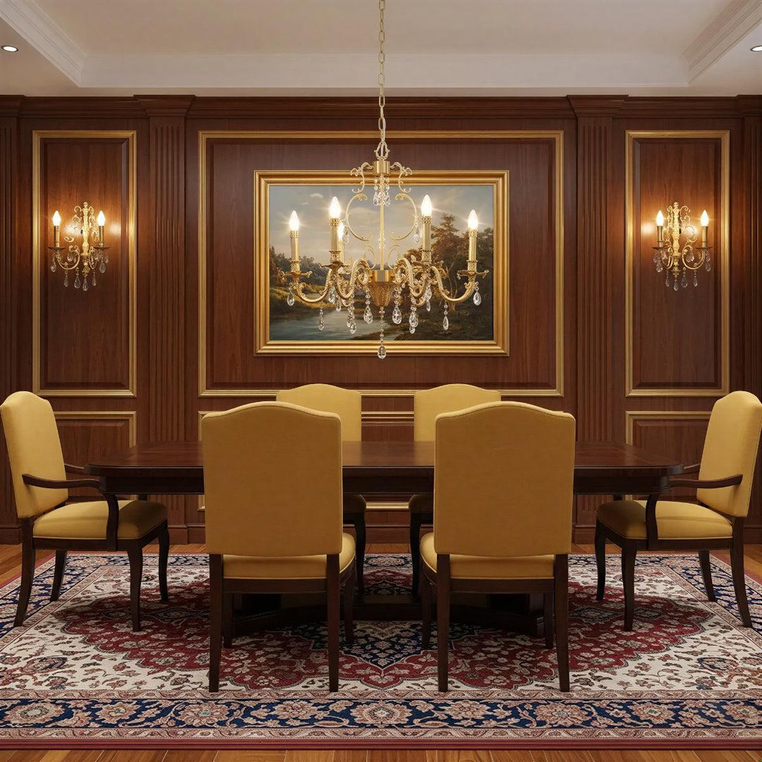 Crystal Chandelier With Traditional Style And Decorative Hanging Crystal Drops