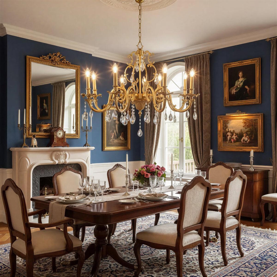 Crystal Chandelier With Traditional Style And Decorative Hanging Crystal Drops