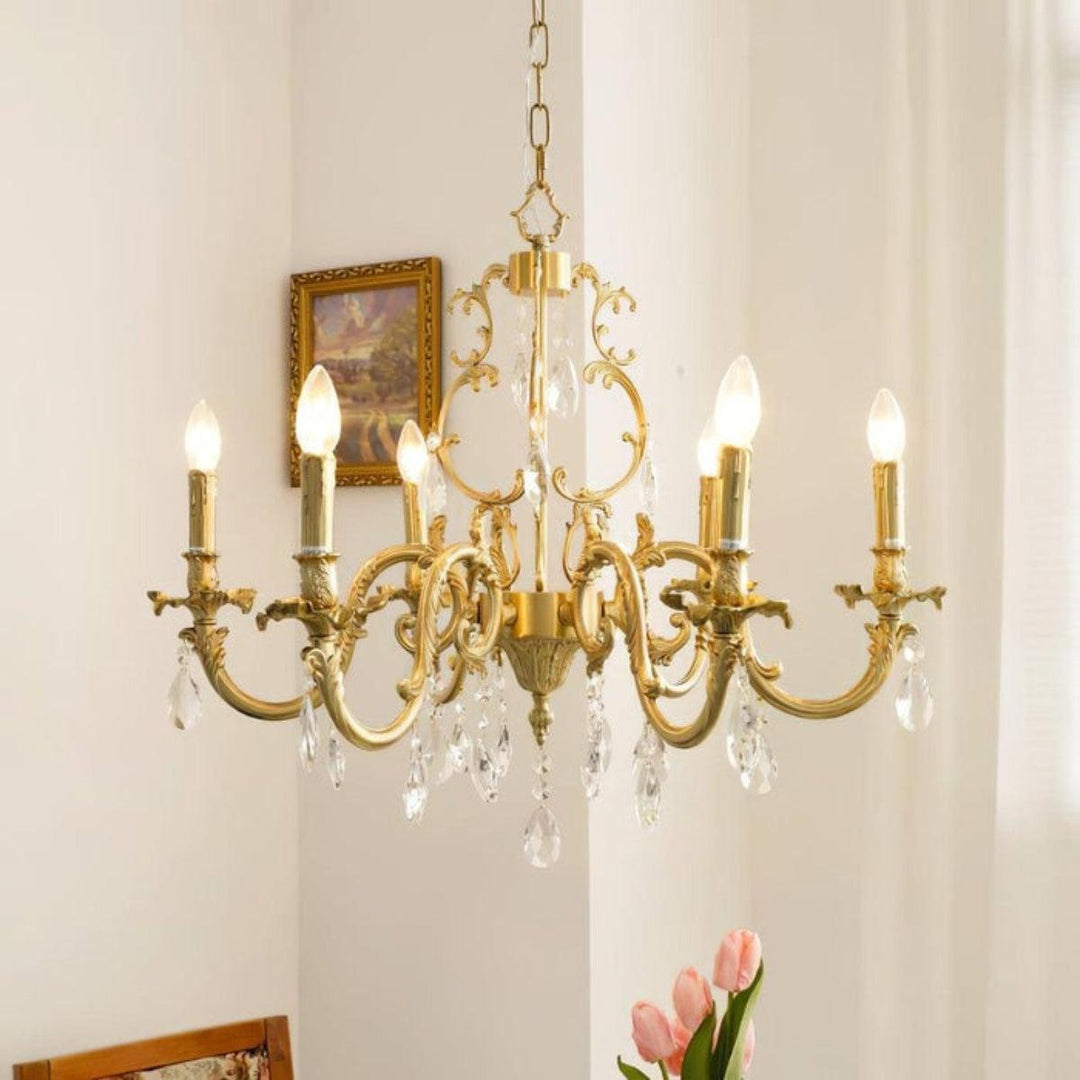 Crystal Chandelier With Traditional Style And Decorative Hanging Crystal Drops