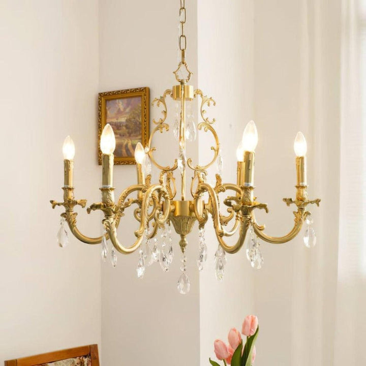 Crystal Chandelier With Traditional Style And Decorative Hanging Crystal Drops