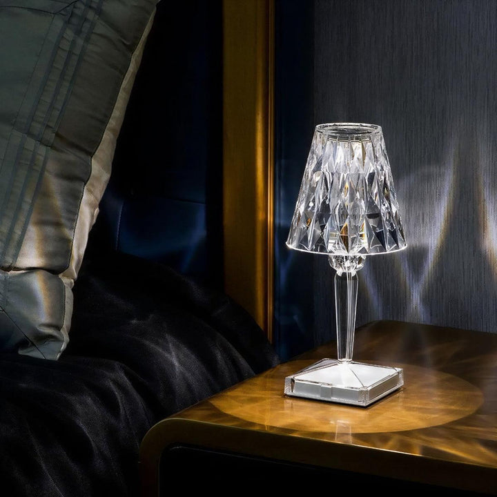 Crystal Styled Portable Rechargeable Cordless Table Lamp With Touch Dimmer Lighting Control
