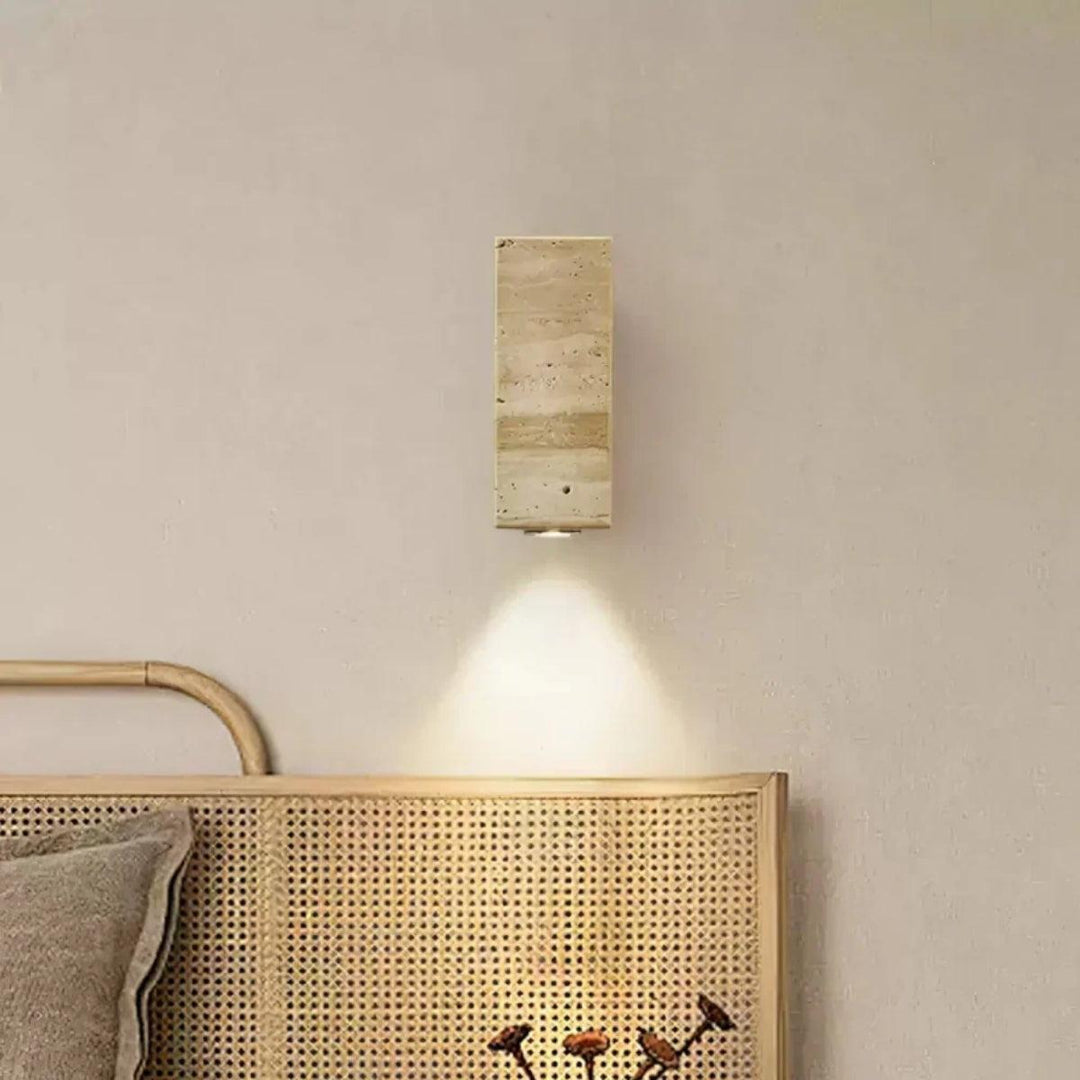 Cylindrical Stone Wall Sconce With Integrated LED Glow