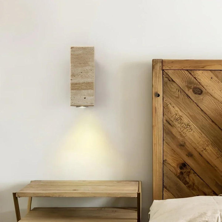 Cylindrical Stone Wall Sconce With Integrated LED Glow