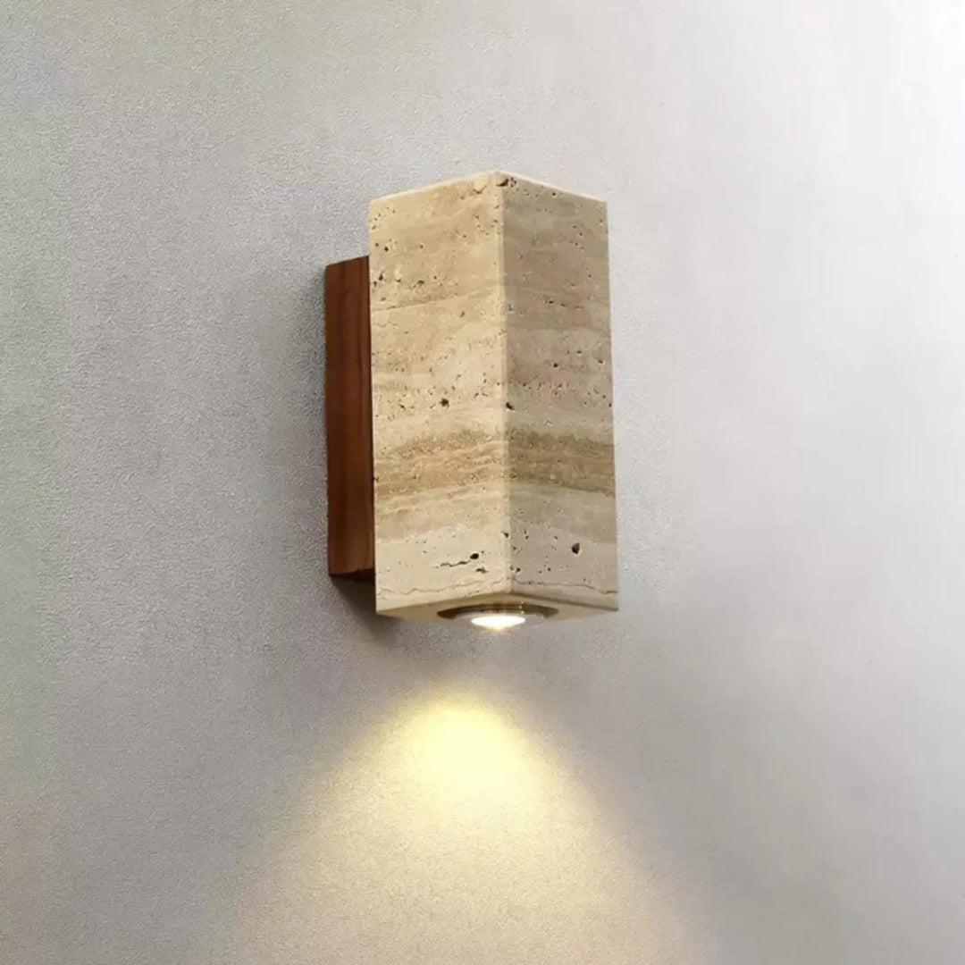 Cylindrical Stone Wall Sconce With Integrated LED Glow