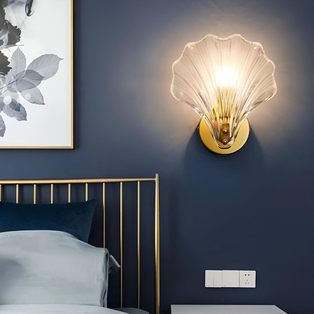 Decorative Shell Glass Wall Light Sconce With Ambient Lighting