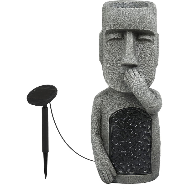 Decorative Solar Garden Lights With Easter Island Statue Design