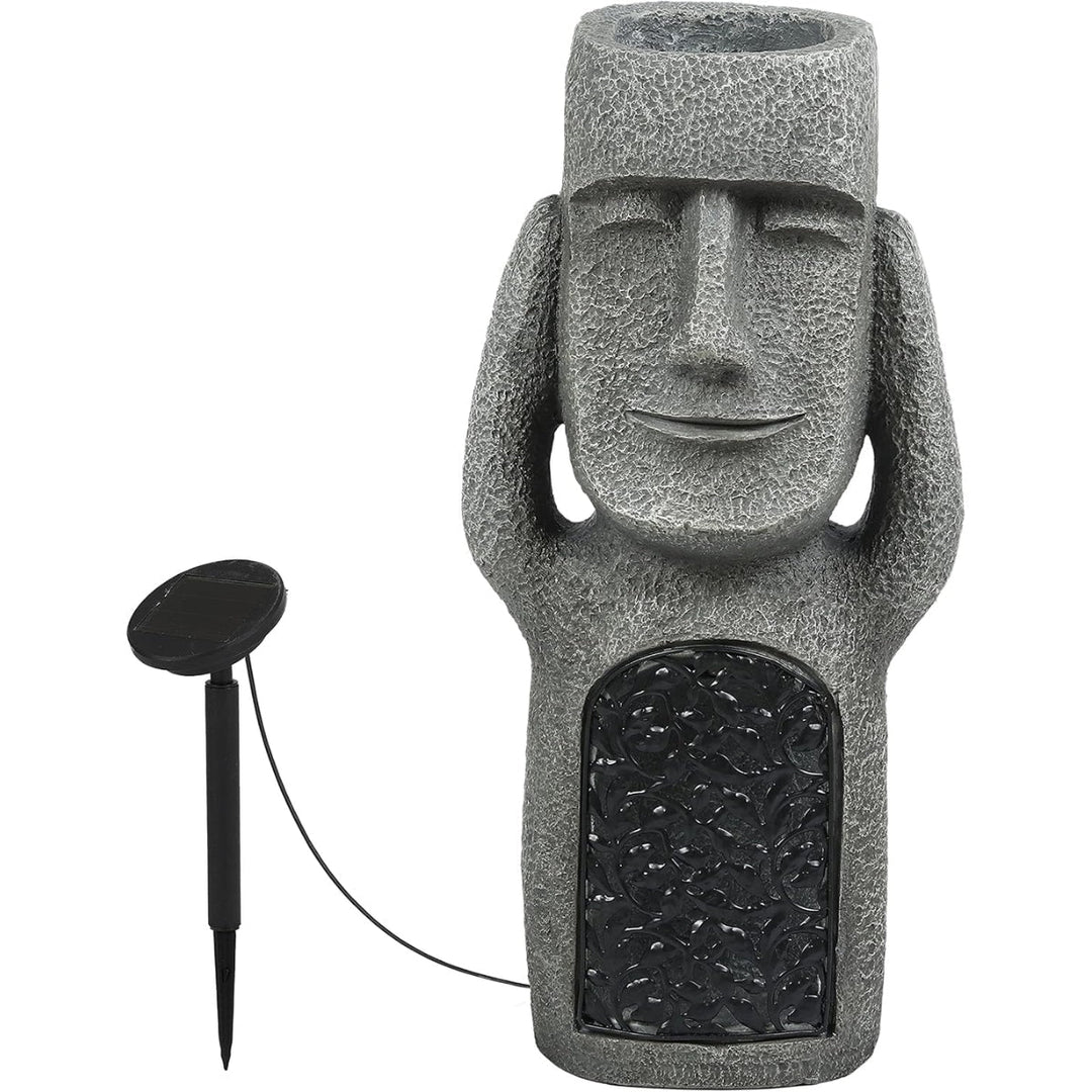 Decorative Solar Garden Lights With Easter Island Statue Design