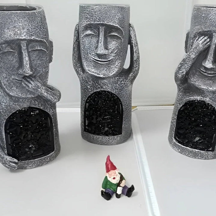 Decorative Solar Garden Lights With Easter Island Statue Design