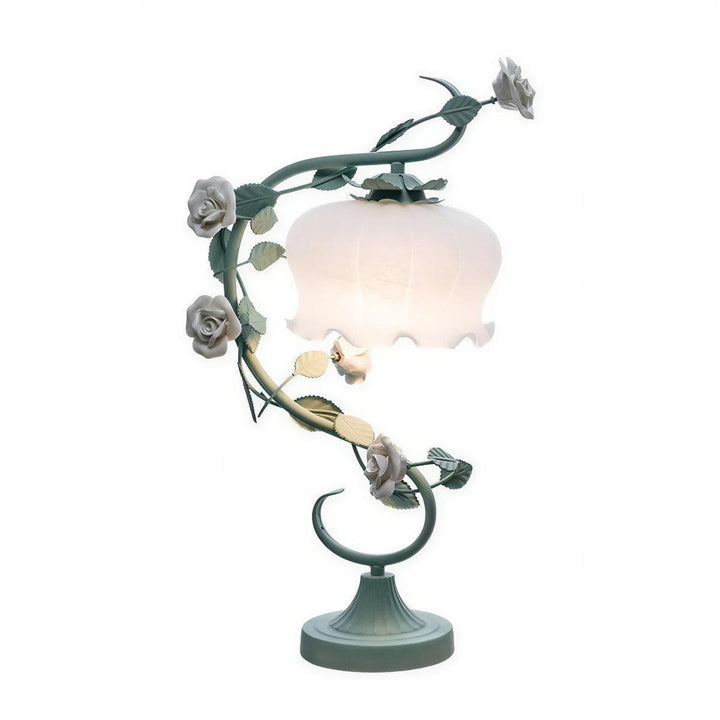 Decorative Table Lamp With Floral Rose Design