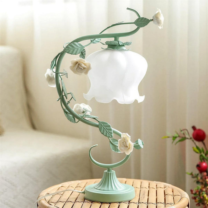 Decorative Table Lamp With Floral Rose Design