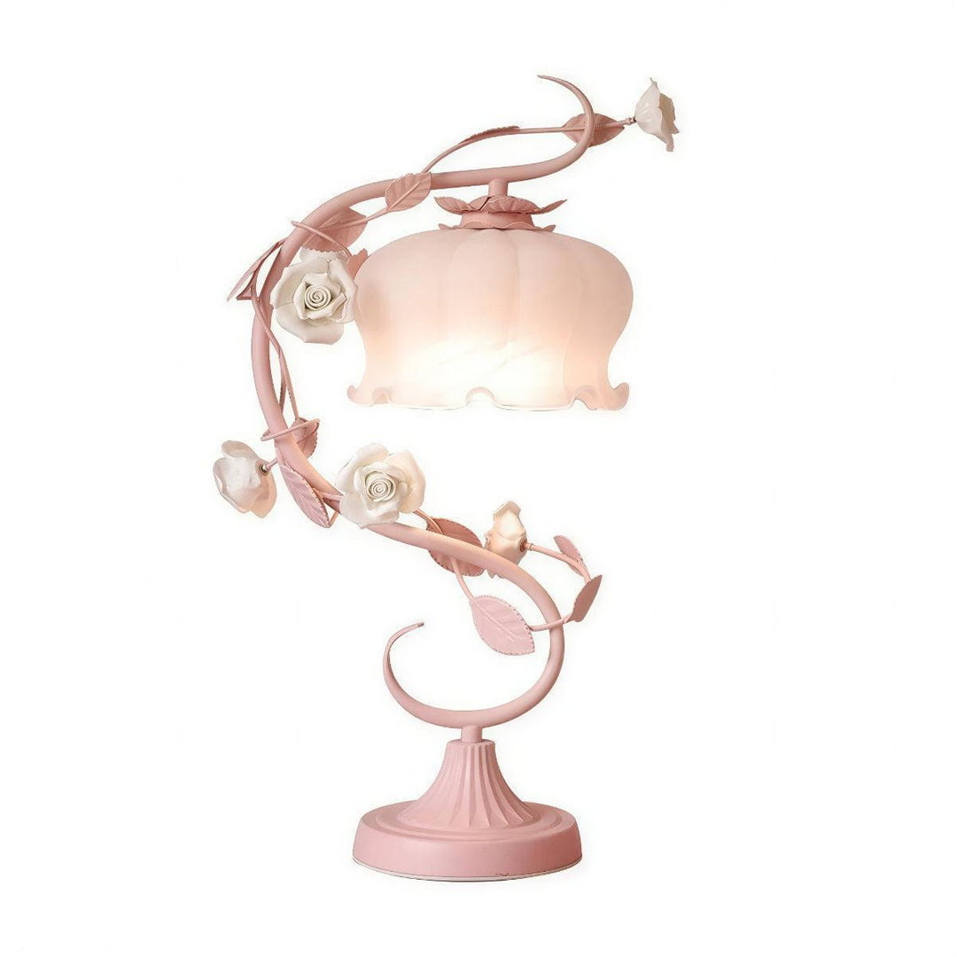 Decorative Table Lamp With Floral Rose Design
