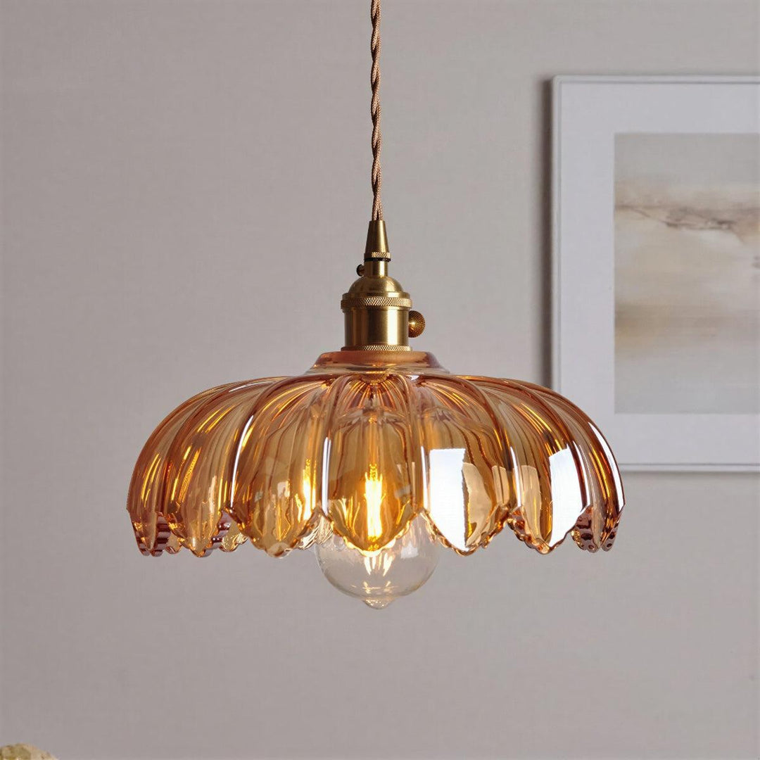 Decorative Vintage Scalloped Floral Hanging Pendant Light Fixture