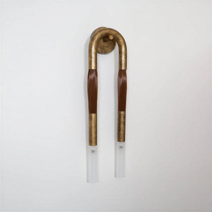 Double Headed Designer Wall Sconce With Etched Glass
