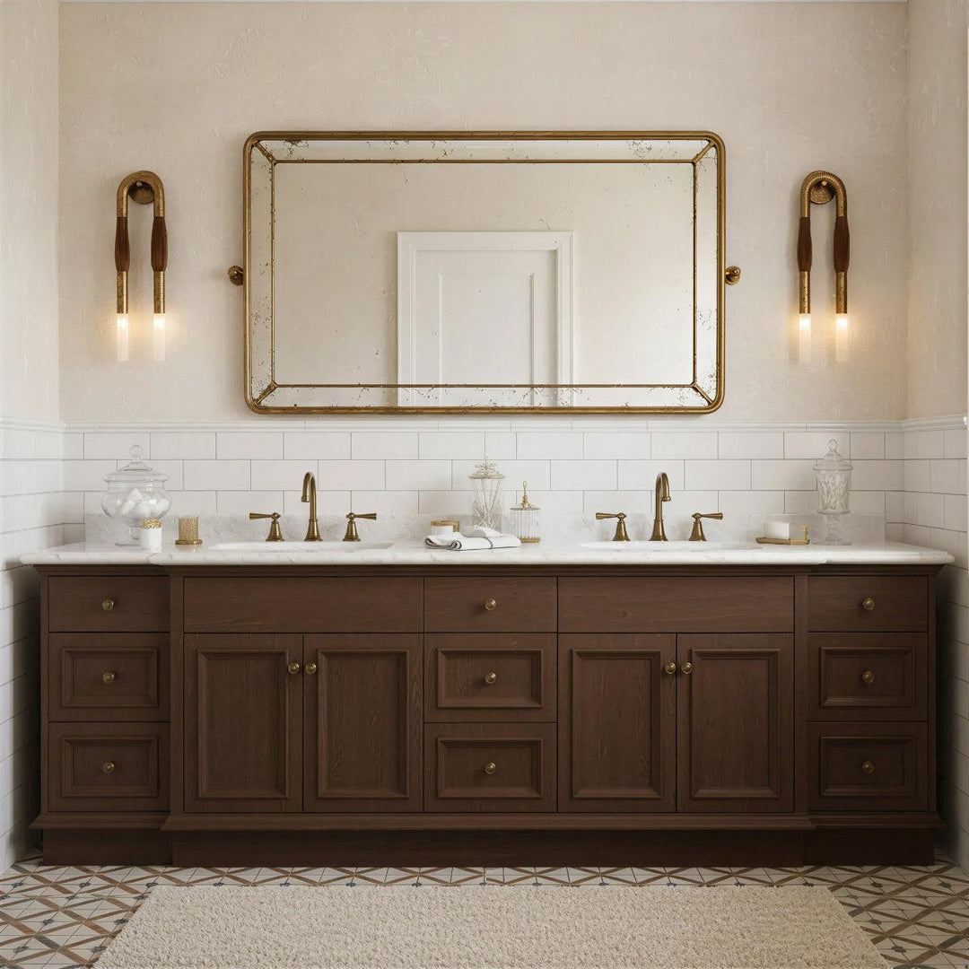 Double Headed Designer Wall Sconce With Etched Glass
