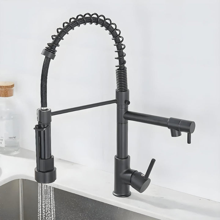 Double Outlet Kitchen Sink Mixer With Swivel Spout