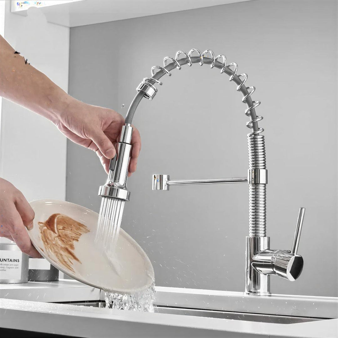 Double Outlet Kitchen Sink Mixer With Swivel Spout