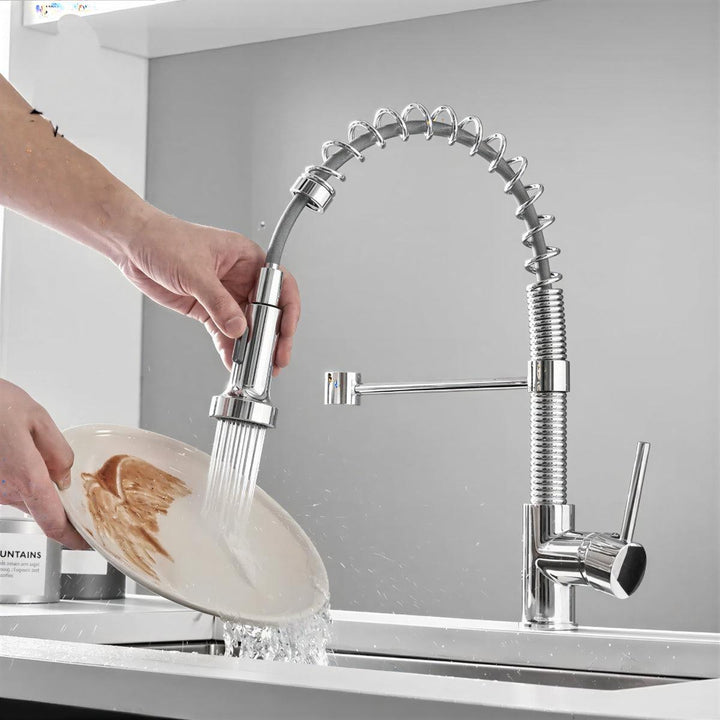 Double Outlet Kitchen Sink Mixer With Swivel Spout