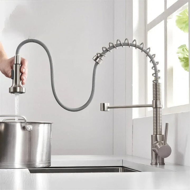 Double Outlet Kitchen Sink Mixer With Swivel Spout