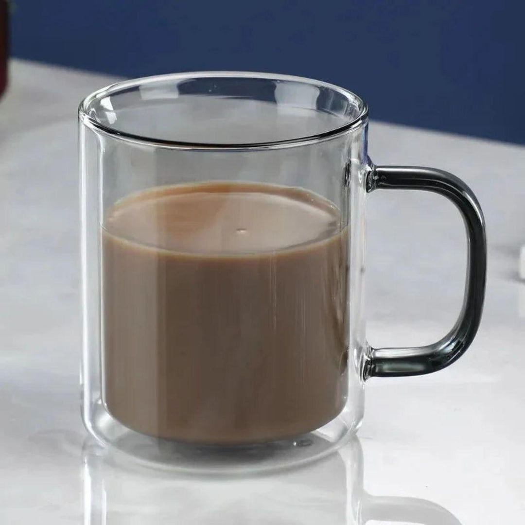Double Wall Glass Coffee Mug With Handle