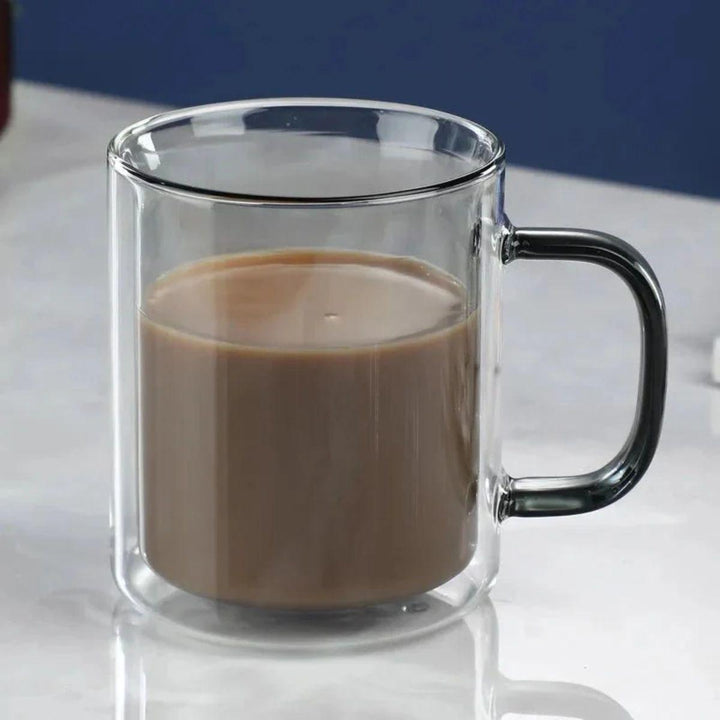 Double Wall Glass Coffee Mug With Handle