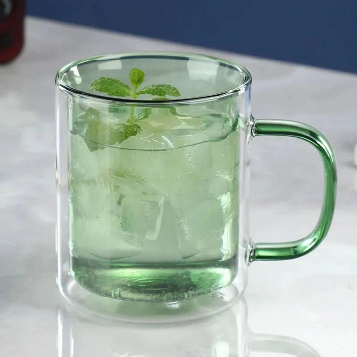 Double Wall Glass Coffee Mug With Handle