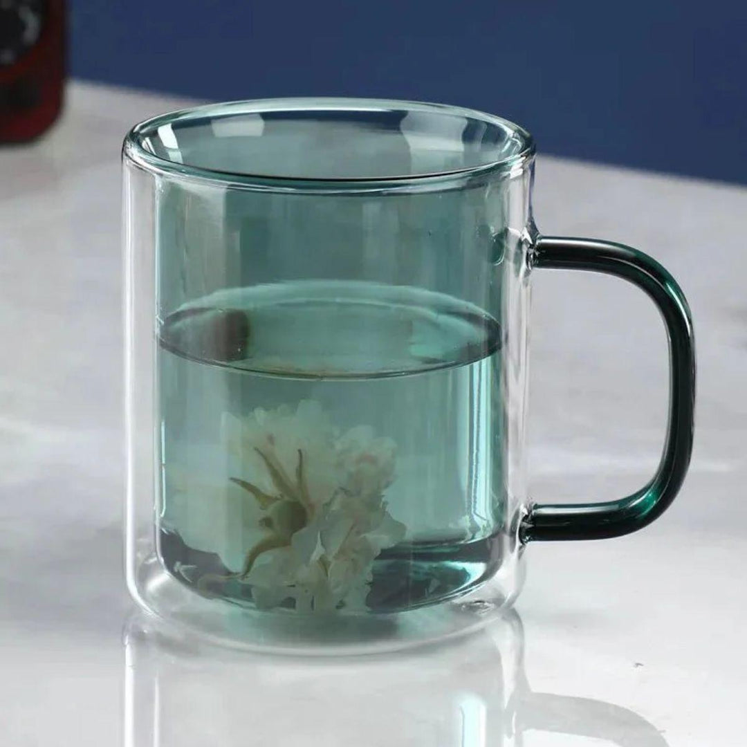 Double Wall Glass Coffee Mug With Handle