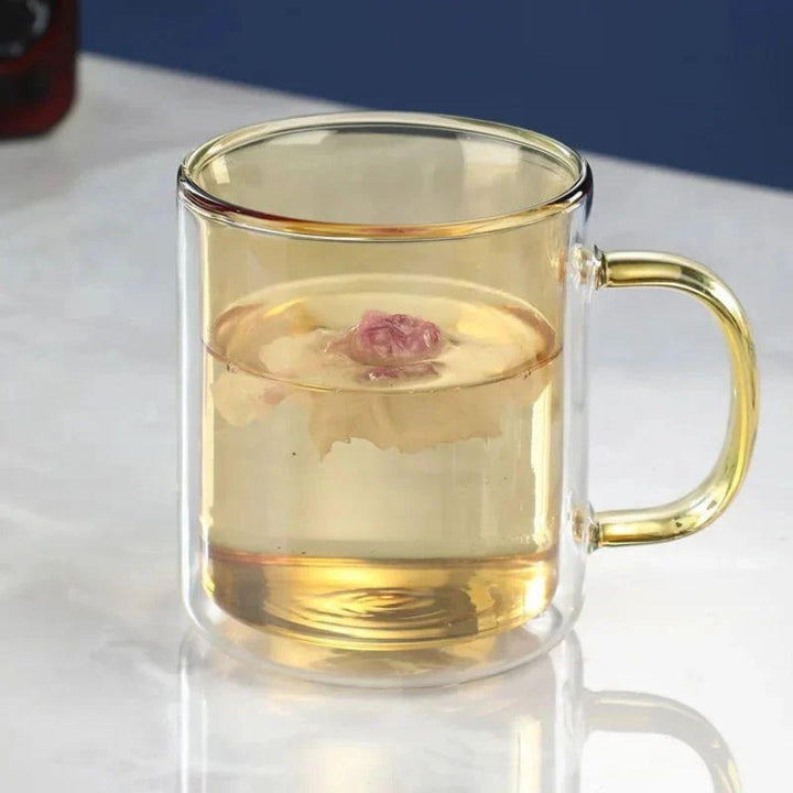 Double Wall Glass Coffee Mug With Handle