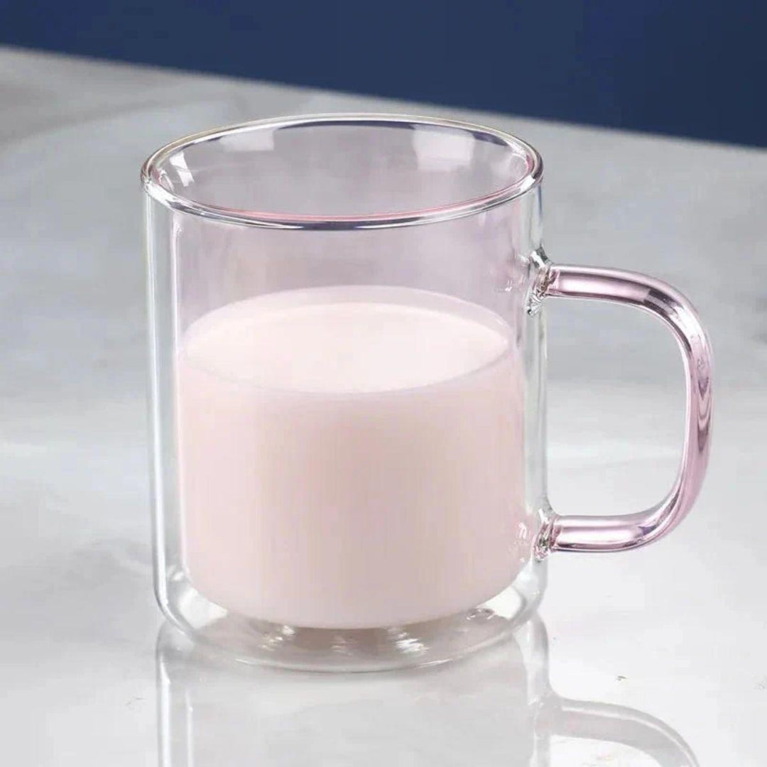 Double Wall Glass Coffee Mug With Handle