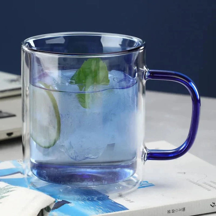 Double Wall Glass Coffee Mug With Handle