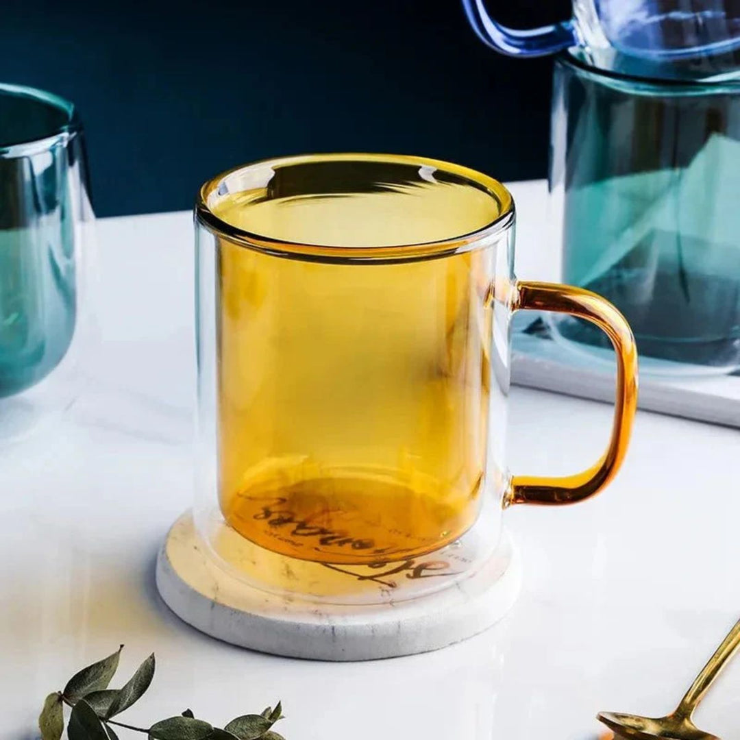 Double Wall Glass Coffee Mug With Handle