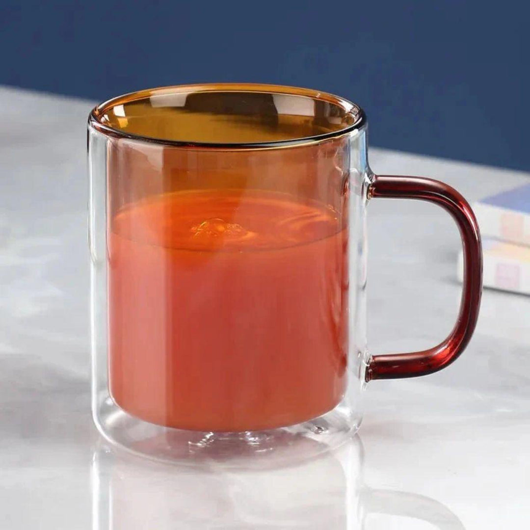 Double Wall Glass Coffee Mug With Handle