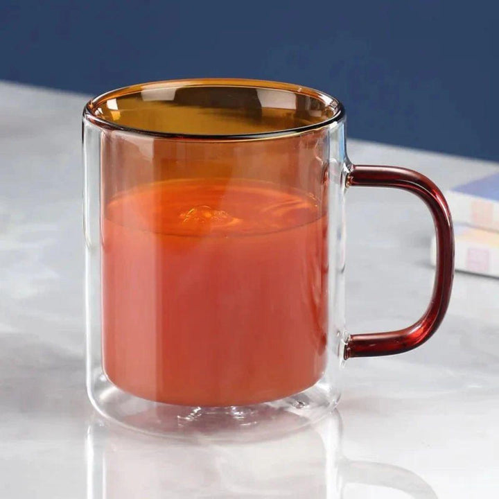 Double Wall Glass Coffee Mug With Handle