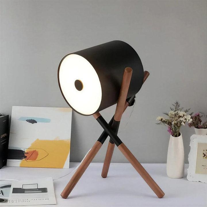 Drum Table Lamp With Tripod Base