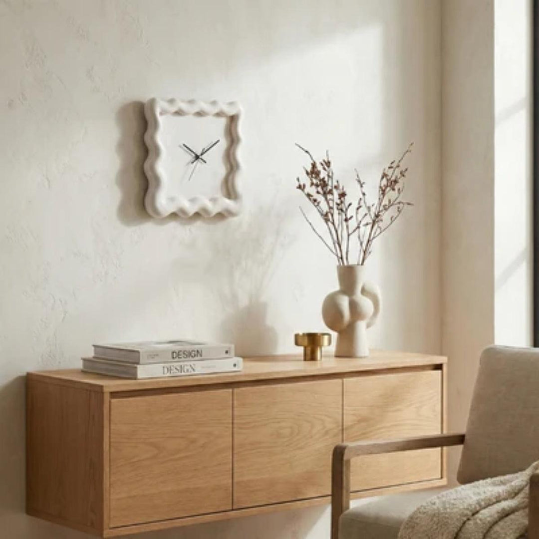 Eccentric Silent Wall Clock With Wavy Square Frame