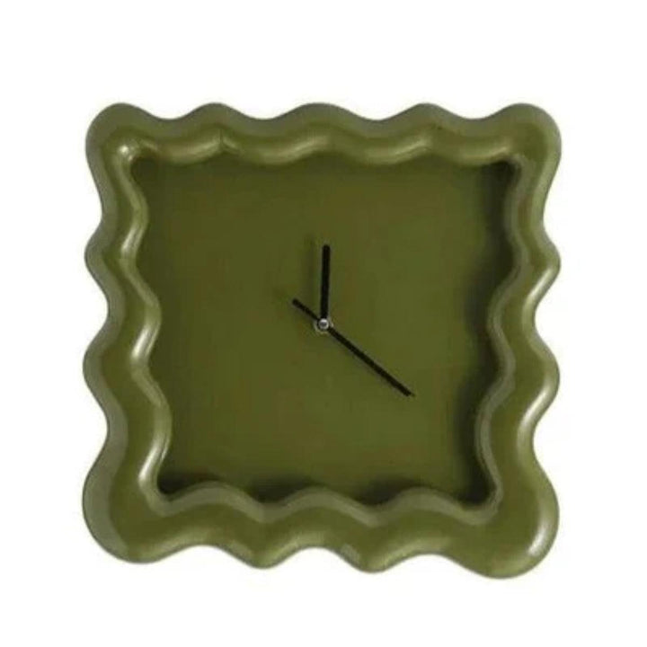 Eccentric Silent Wall Clock With Wavy Square Frame