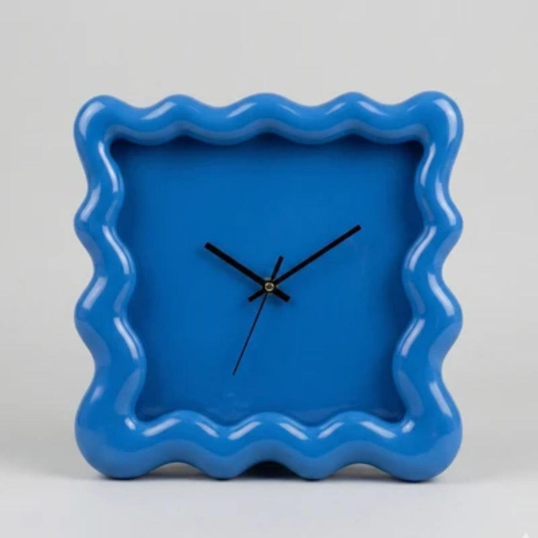 Eccentric Silent Wall Clock With Wavy Square Frame