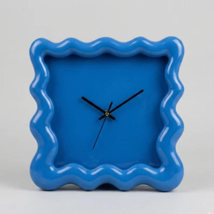 Eccentric Silent Wall Clock With Wavy Square Frame