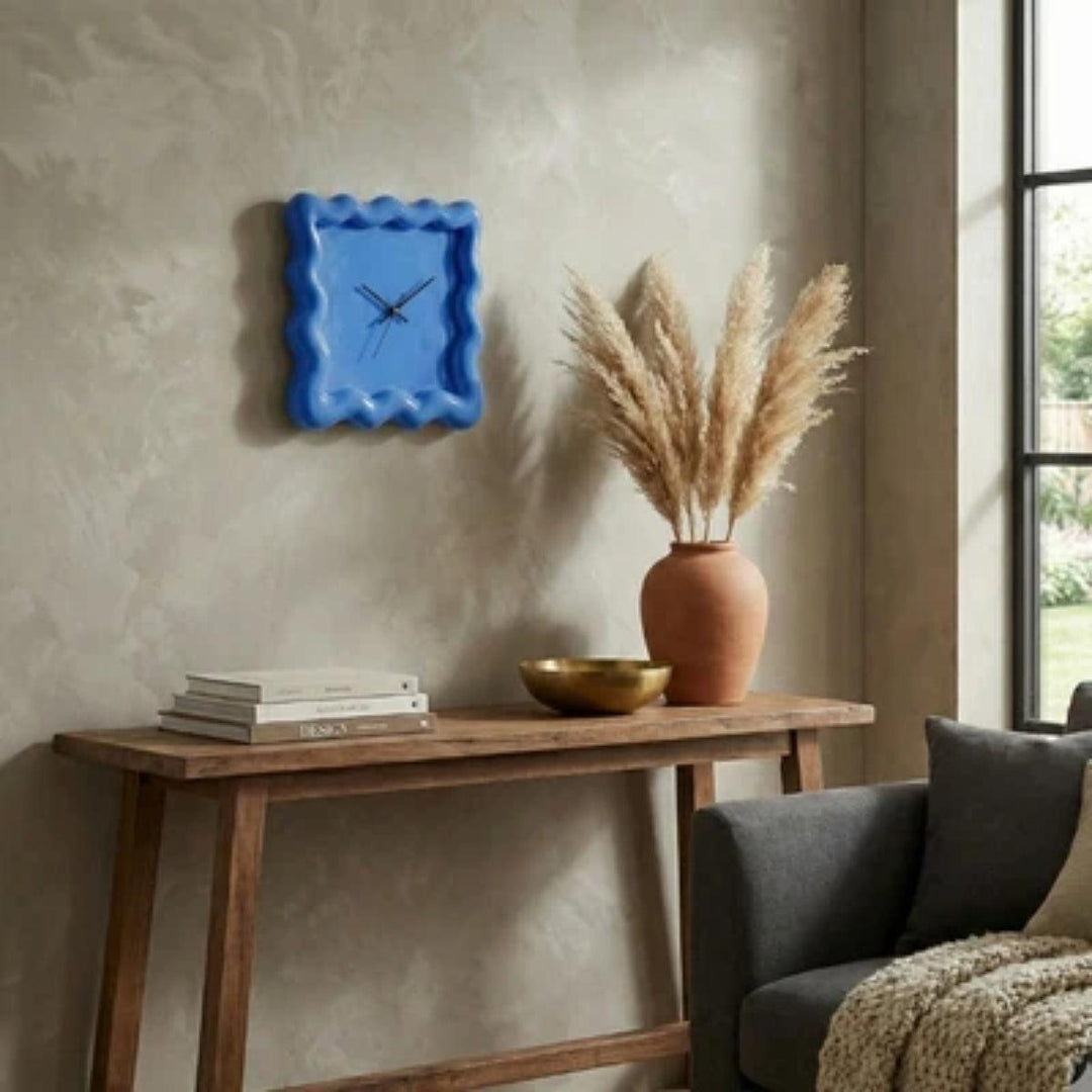 Eccentric Silent Wall Clock With Wavy Square Frame