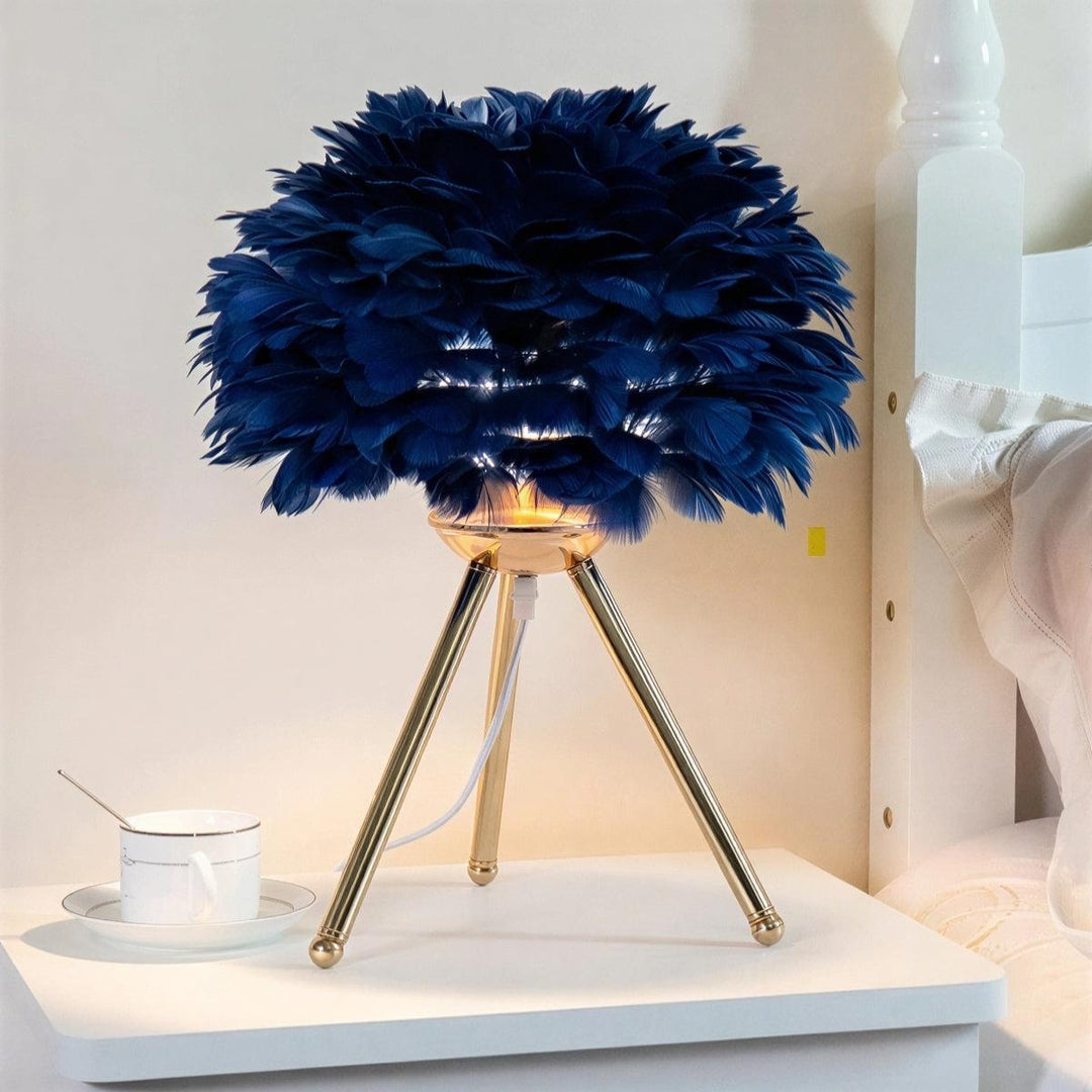Feathered Table Lamp With Dimmable Glow