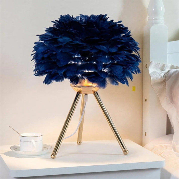 Feathered Table Lamp With Dimmable Glow
