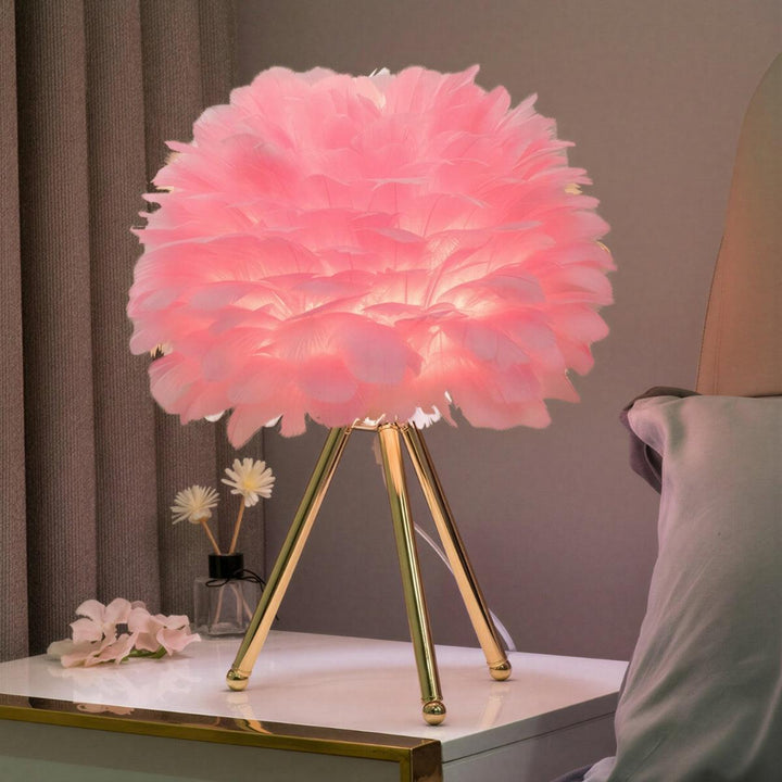 Feathered Table Lamp With Dimmable Glow