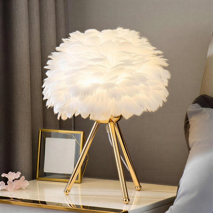 Feathered Table Lamp With Dimmable Glow