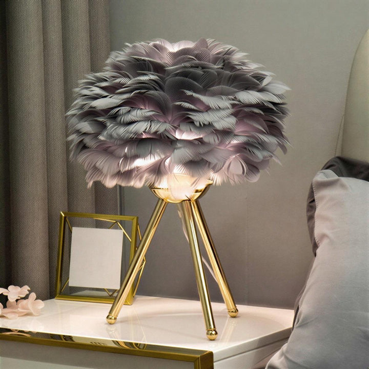 Feathered Table Lamp With Dimmable Glow