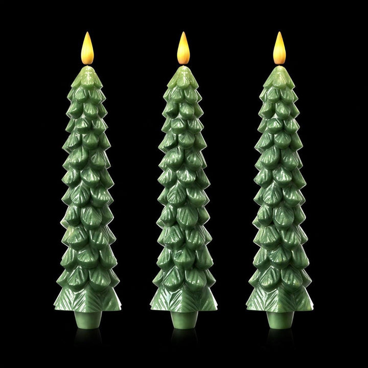 Flameless Tabletop Christmas Tree Candles With Battery Operated Flickering Glow
