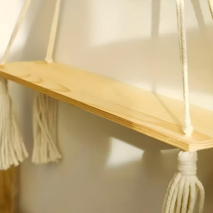 Floating Hanging Shelves With Decorative Boho Design