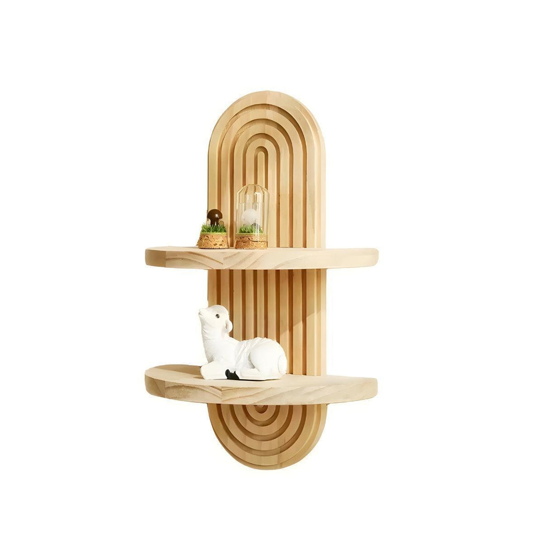 Floating Wall Mounted Shelves With Arched Architectural Wooden Design For Home Decor