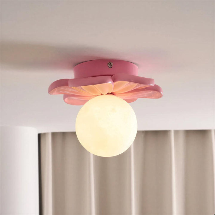 Flower Flush Mount Ceiling Fixture Light With Floral Design