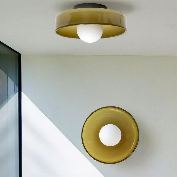 Flush Mount Bauhaus Styled Ceiling Light With Ambient Glow