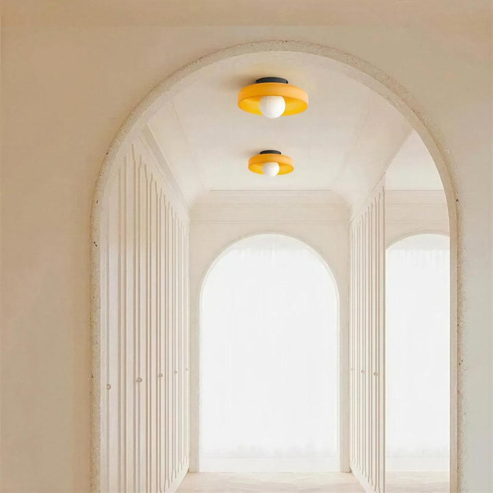 Flush Mount Bauhaus Styled Ceiling Light With Ambient Glow